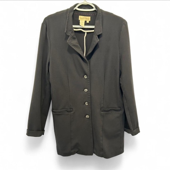 Isabella Bird Women’s Black Stretch Blazer Sz 14 Y2K Knit Career Business Casual - Picture 3 of 8